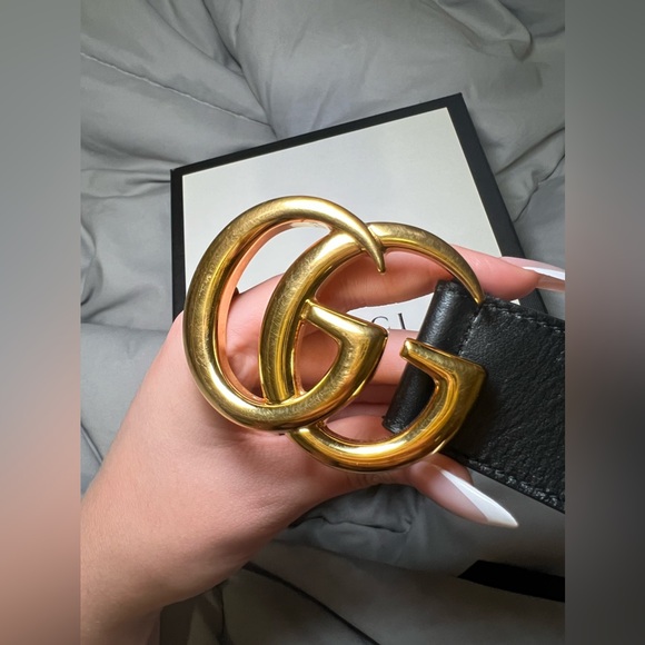 GG MARMONT LEATHER BELT WITH SHINY BUCKLE - Picture 3 of 6